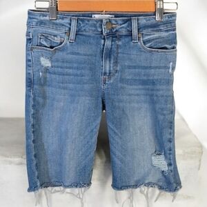 Paige Shorts Womens Size 2 Size 26 Blue Jax Knee Shorts Grunge Distressed Denim